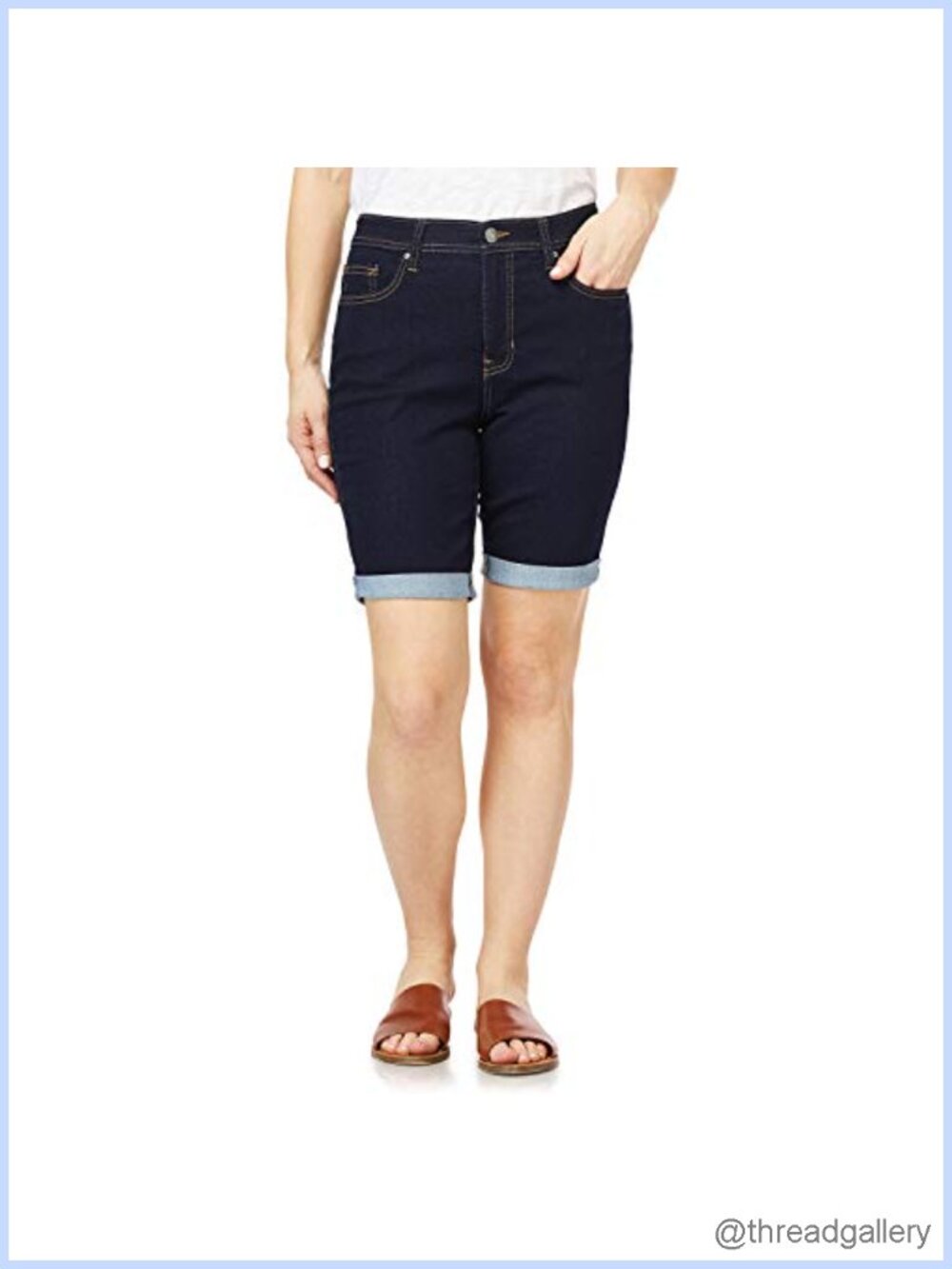 Sculpt Bermuda Denim Shorts Mid Rise Regular Fit Women's